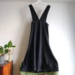 試着のみ ブラックデニム ジャンパースカート