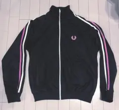FRED PERRY トラックジャケット(ブラック/ホワイト/ピンク) Sサイズ