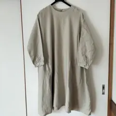 カタログハウス　麻のサイドギャザーワンピース