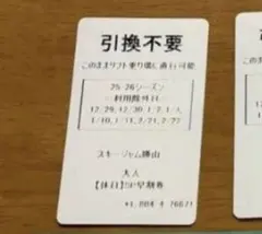 よし様★専用　スキージャム勝山 リフト券一枚