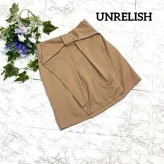 UNRELISH ミニスカート ベージュ タック入り 台形スカート きれいめ