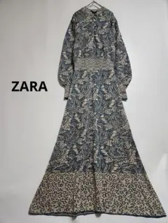 【タグ付】ZARA　総柄ジャガードニットロングワンピース