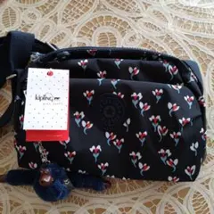 【新品タグ付】Kipling 花柄ショルダーバッグ ネイビー