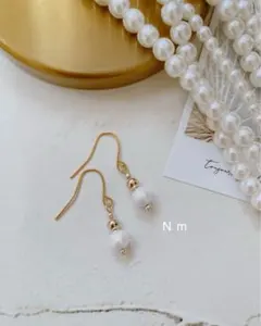 ○sale○【No.133】コットンパールゴールドカラーピアス/イヤリング