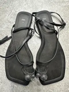 ZARA ブラックサンダル 38