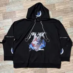 THICC NEW JACK ネコ パーカー セパレート メタリカパロディ 黒のサムネイル