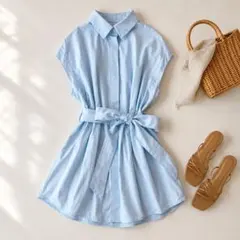 美品✨アーバンリサーチドアーズ♪ストライプ ウエストギャザー 