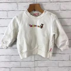 1.9 h485 ミキハウス ベビー服 トレーナー 80 ロゴ 刺繍