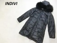 INDIVI　インディヴィ　ファーフード　ダウンコート　ブラック　３８のサムネイル