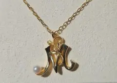 Mikimoto　ネックレス　ベビーパール　k18　イニシャル　Mのサムネイル