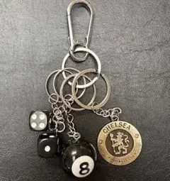 キーホルダー 4個セット 黒ダイス 8ボール チェルシー アメカジ カラビナ