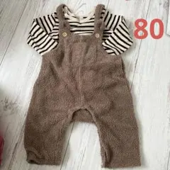 プティマイン クマデザインオーバーオール、ロンパースセット