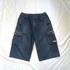 【vintage】90s~イージーパンツ系デニムカーゴショーツ　濃紺　Y2K