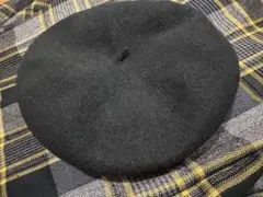 黒ウール　ベレー帽　CA4LA