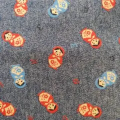 ミニサイズのマトリョーシカ　デニム調　幅110㎝×98㎝★切取りあり　ネイビー