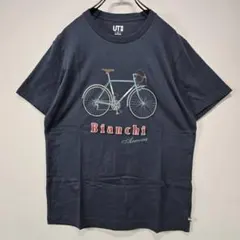 コラボ　半袖　Tシャツ　M　ビアンキ　グラフィック　ダークグレー　古着コーデ