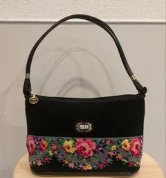 FEILER ハンドバッグ ブラック 花柄 シェニール織