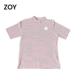 美品ZOY ゾーイ　ボーダー 半袖 ハイネックカットソー ゴルフウェアのサムネイル