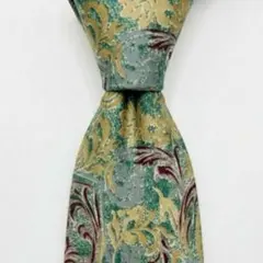 美品】ダンヒル ネクタイ ペイズリー柄 グリーン dロゴ刺繍 イタリア製 シルク