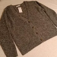 Samansa mos2 blue ニットカーディガン　新品　チャコール　グレー