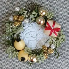 セール！小さなクリスマスリース 雪だるまとクリスマスツリー ハンドメイド