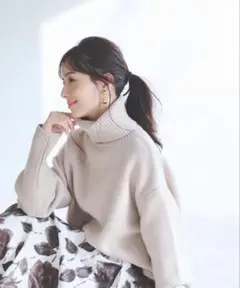 anuans ウールカシミヤタートルニットプルオーバー ecru