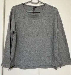 長袖リブニットソー グレー カジュアル　シンプル　無地