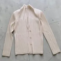 PLEATS PLEASE ノーカラージャケット クリームアイボリーのサムネイル