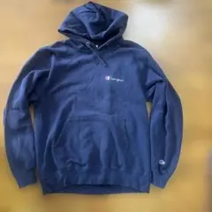 90'S アメリカ製 Champion スクリプト刺繍 パーカー L 紺