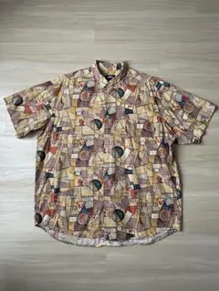 80s 黒タグ old stussy USA製 半袖 シャツ 総柄 ビンテージ