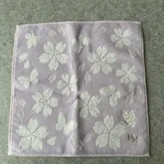 新品　HM ハナエモリ　森英恵　薄紫色 桜と蝶のタオルハンカチ