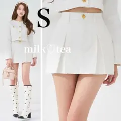 新品タグ付き ダーリッチ DDボタンデニムスコート ホワイト S