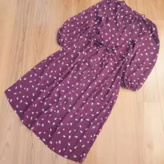 【未使用品】THE SHOP TK　花柄前開きロングワンピース　ワインレッド　M