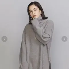 ビューティーアンドユース ハーフジップ ニット プルオーバー ウール グレー