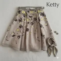 美品！Ketty ケティ オパール加工 花柄 フレアスカート グレージュのサムネイル