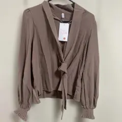 新品　Futier Land ブラウンラップシャツ 長袖　オフィス　カジュアル