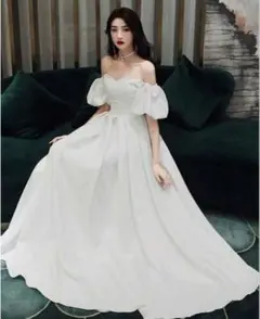オフショルダー パフスリーブ ウェディングドレスのサムネイル
