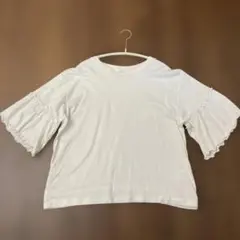 サマンサモスモス　袖フリルTシャツ　フリー　白