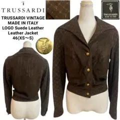 TRUSSARDI VINTAGE ITALY製 ロゴ スエードレザージャケット