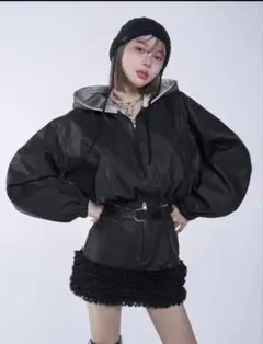 Darich スウェットフーディーレザージャケット BLK Darich スウェットフーディーレザージャケット - メルカリ