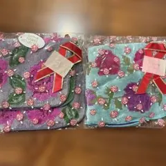 花柄ハンカチセット（グレー・水色）　2枚