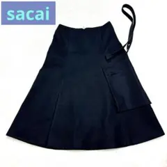 sacai サカイ ワンショルダー ストラップ付 スカート サイズ3 黒のサムネイル
