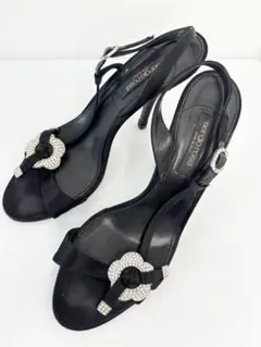 Sergio Rossi パンプス 39 黒 ビジュー パーティー 結婚式