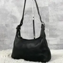 美品 オールドコーチ レザー ショルダーバッグ ロゴ型押し ファフナー 黒