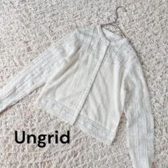 【Ungrid】バンドカラーブラウス レース ナチュラル 綿100% ホワイトのサムネイル