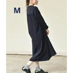 r-p-s コール天 シャツワンピース 長袖 M ネイビー