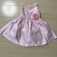 ピンク サテン ドレス フラワー装飾