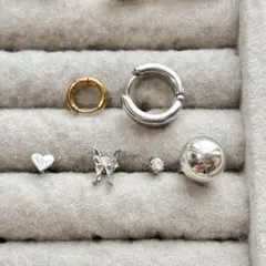 片耳用 ピアス 6点セット ボディピアス リングピアス フープピアス