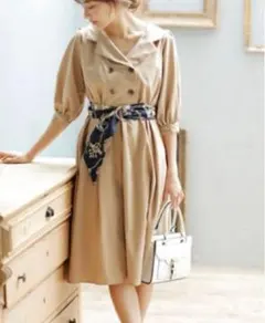 新品タグ付き♡ イング スカーフ＆ベーシックサッシュ付／トレンチワンピース Mのサムネイル