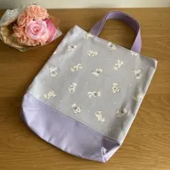 シューズケース　くま　パープル　テディベア　女の子　花　靴袋　上靴入れ　手提げ